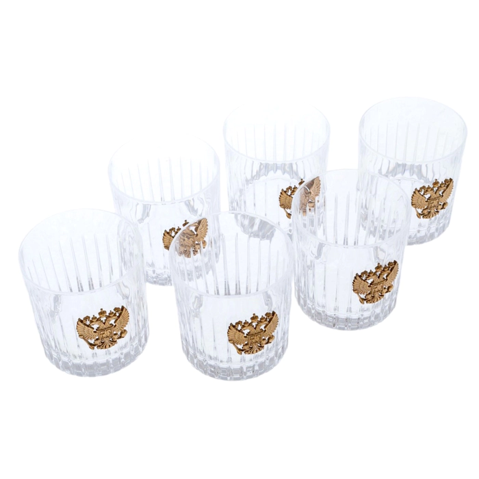Set of glasses for whiskey "Coat of Arms of Russia" for 6 persons