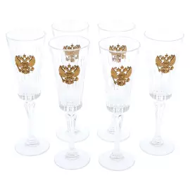 Набор бокалов для шампанского "Герб России" на 6 персон