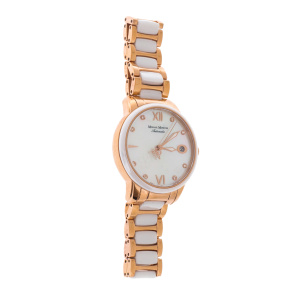 Mikhail Moskvin "Elegance" self-winding mechanical wristwatch in white with a gold strap