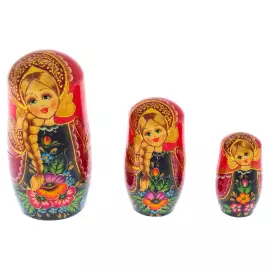 Матрешка из липы "Цветочная - сарафан" на 10 мест