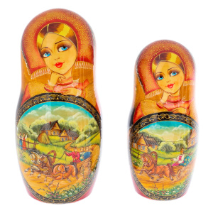Linden matryoshka doll "Summer Troika" with 20 seats