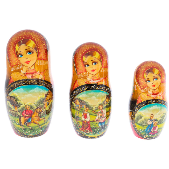Linden matryoshka doll "Summer Troika" with 20 seats
