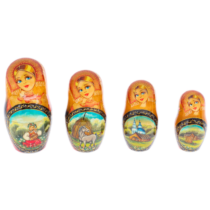 Linden matryoshka doll "Summer Troika" with 20 seats