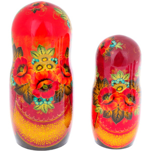Linden matryoshka doll "Nature - poppies" with 15 seats
