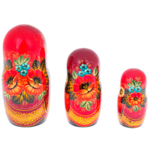 Linden matryoshka doll "Nature - poppies" with 15 seats