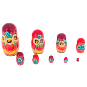 Linden matryoshka doll "Nature - poppies" with 15 seats