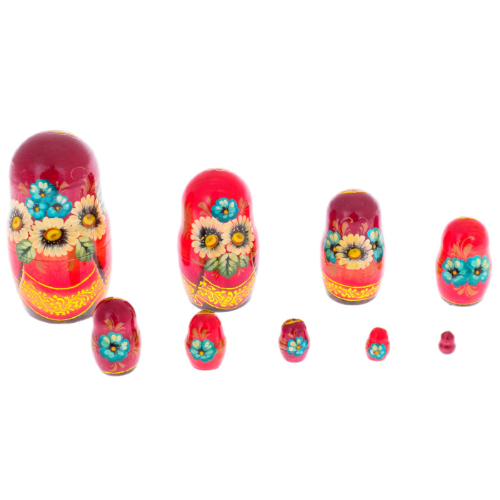 Linden matryoshka doll "Nature - poppies" with 15 seats