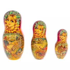Матрешка из липы "Богатыри" на 10 мест