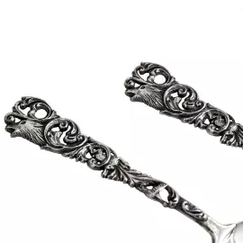 Серебряный чайный набор "Королевская охота": ложка, чашка, чайник