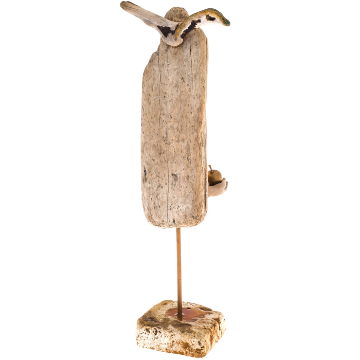 Author's sculpture made of wood "Angel with an apple"