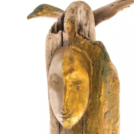 Author's sculpture made of wood "Angel with an apple"