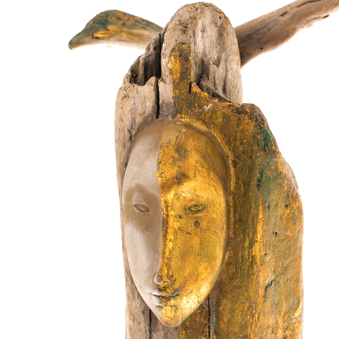 Author's sculpture made of wood "Angel with an apple"