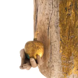 Author's sculpture made of wood "Angel with an apple"