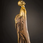 Author's sculpture lamp made of wood "Phoenix"