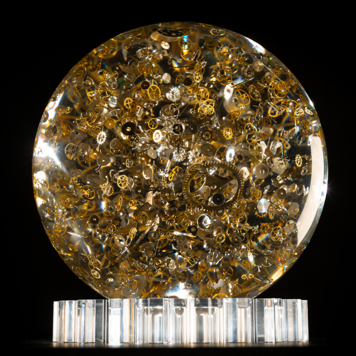 The sculpture "Horosphere" is a large sphere
