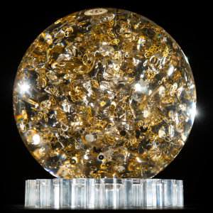 The sculpture "Horosphere" is a large sphere