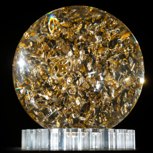 The sculpture "Horosphere" is a large sphere