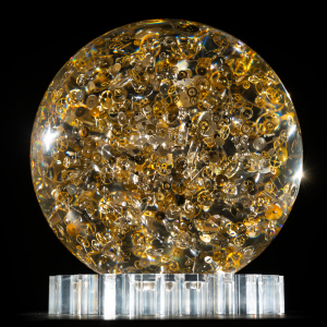 The sculpture "Horosphere" is a large sphere