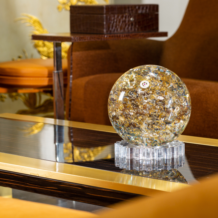 The sculpture "Horosphere" is a large sphere