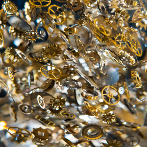 The hourglass sculpture "Passage Through Time" is large