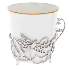 Кофейная чашка "Стрекоза" с подстаканником из серебра Кофейная чашка "Стрекоза" с подстаканником из серебра