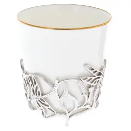 Кофейная чашка "Стрекоза" с подстаканником из серебра Кофейная чашка "Стрекоза" с подстаканником из серебра