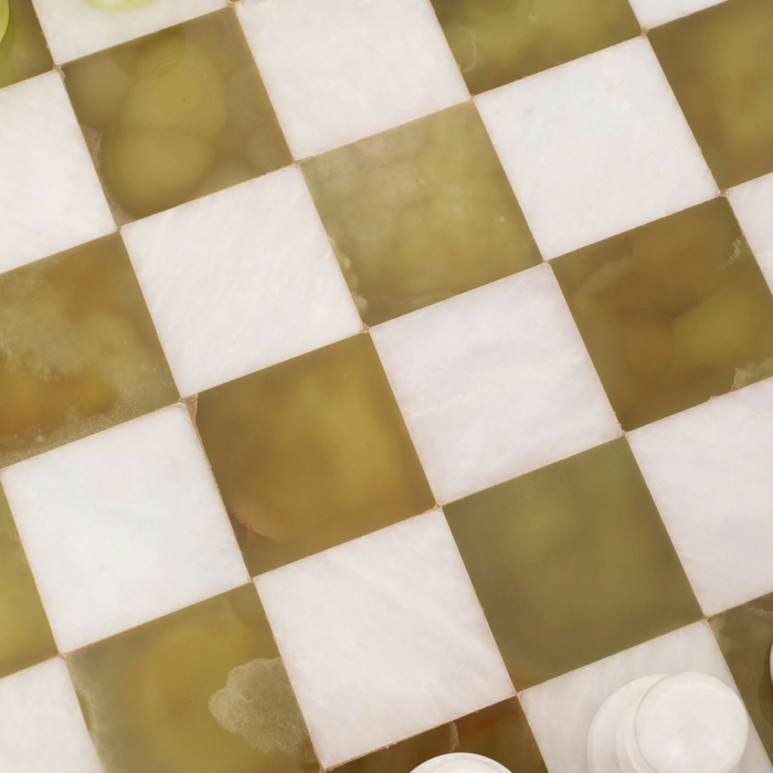 Chess made of white marble and green onyx "European"