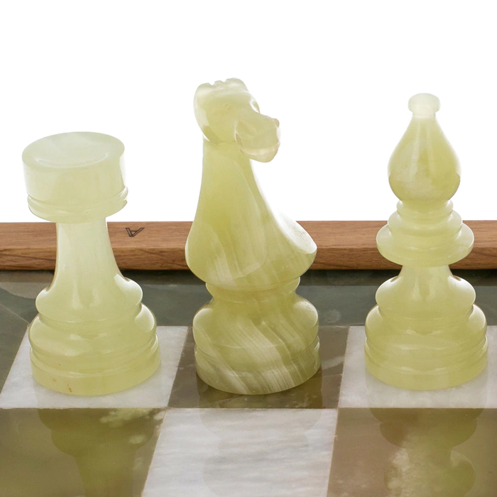Chess made of white marble and green onyx "European"