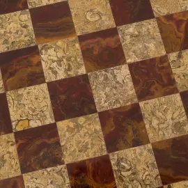 Шахматы "Европейские" из красного дерева, фигуры из красного оникса и мрамора-ракушечника