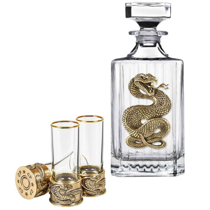 Набор водочный "Змея" со штофом и стопками, на 3 персоны