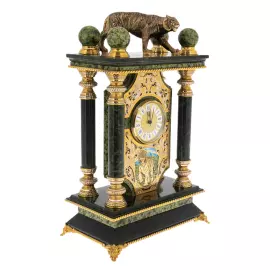 Каминные часы из змеевика "Тигр" Златоуст