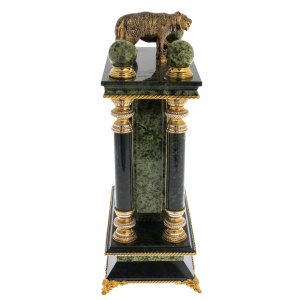 Mantel clock made of serpentine "Tiger" Zlatoust