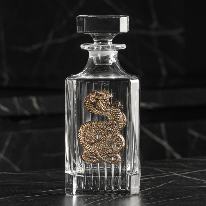Vodka set "Snake. Timeless" with a damask and stacks, for 6 people, in a casket
