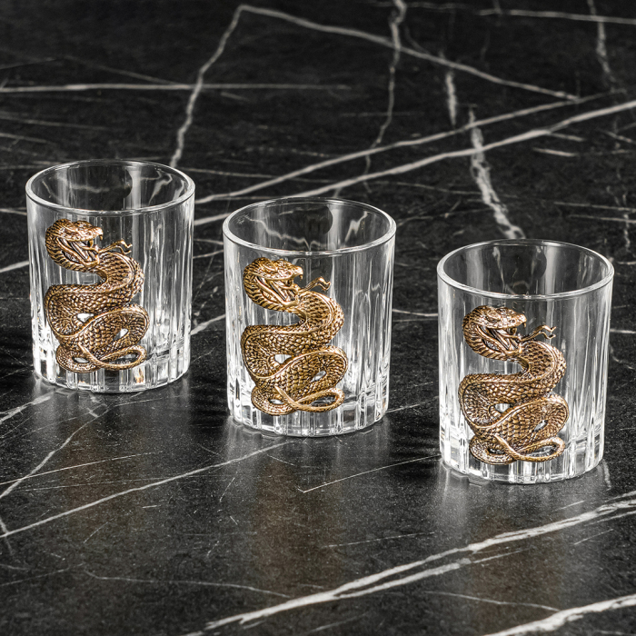 Vodka set "Snake. Timeless" with a damask and stacks, for 6 people, in a casket