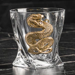 A set for whiskey "Snake. Timeless" with a damask, for 4 persons, in a casket