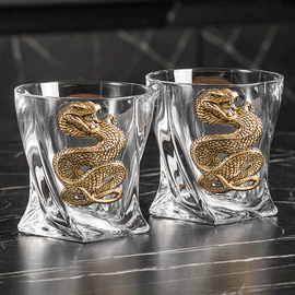 A set for whiskey "Snake. Timeless" with a damask, for 6 people, in a casket