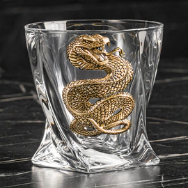 A set for whiskey "Snake. Timeless" with a damask, for 6 people, in a casket