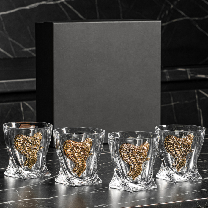 Set of whiskey glasses "Cobra's Head. Quadro for 4 persons