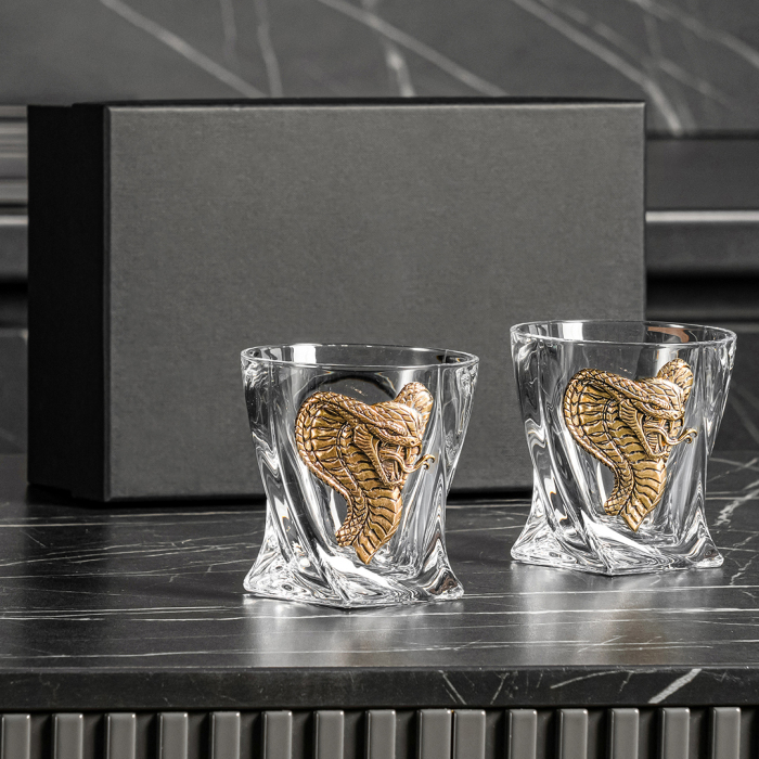Set of whiskey glasses "Cobra's Head. Quadro for 2 persons