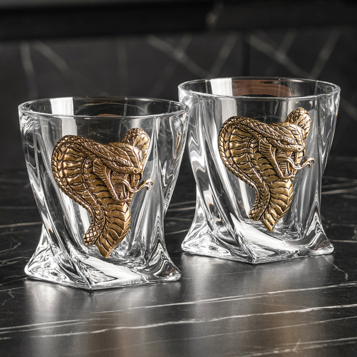 Set of whiskey glasses "Cobra's Head. Quadro for 2 persons