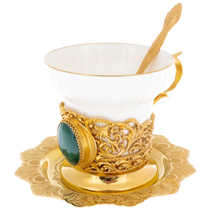 Malachite coffee pair for 1 person, Zlatoust