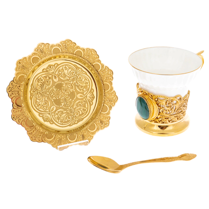 Malachite coffee pair for 1 person, Zlatoust