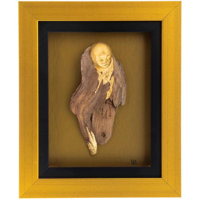 Author's wooden painting "Angel" golden frame