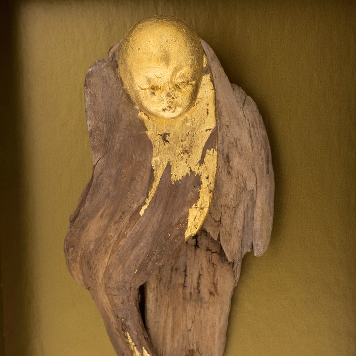 Author's wooden painting "Angel" golden frame