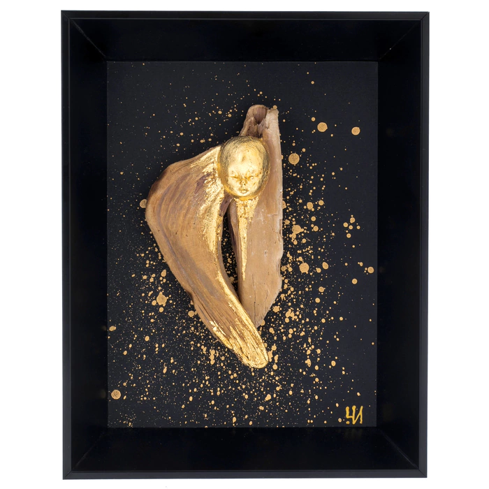 Author's wooden painting "Angel" black frame