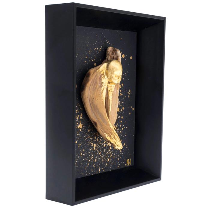 Author's wooden painting "Angel" black frame