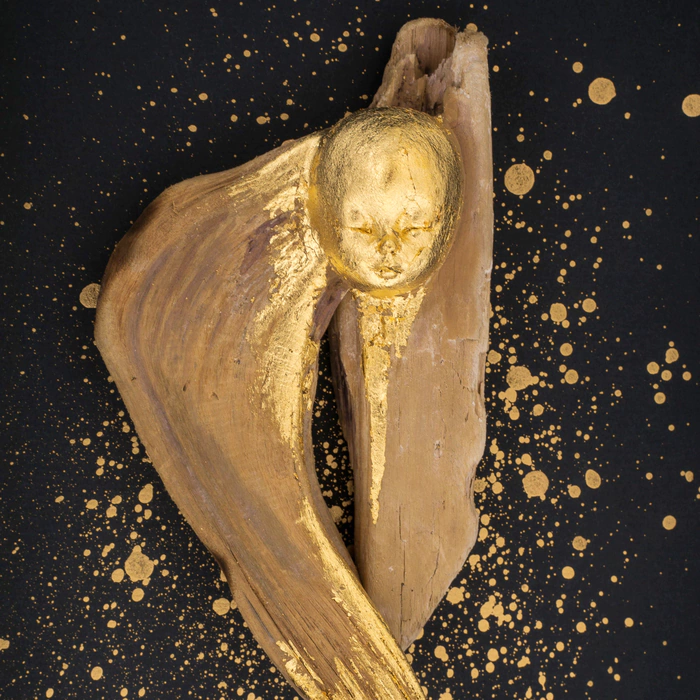 Author's wooden painting "Angel" black frame