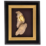 Авторское панно из дерева "Ангел" черно-золотая рама