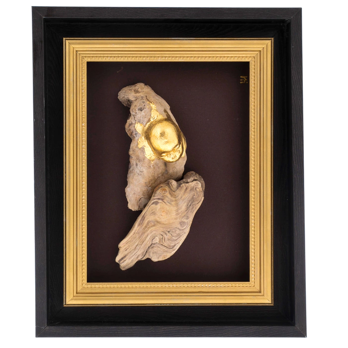 Author's wooden painting "Angel" black and gold frame