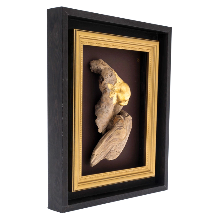 Author's wooden painting "Angel" black and gold frame